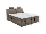 Mid.you , Braun , Textil, Holzwerkstoff , H2 , 7-Zonen , 180x200 cm , gepolstertes Kopfteil, Federkernmatratze ,