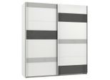 Mid.you , Grau, Weiß, Hellgrau , Holzwerkstoff , 2 Fächer , 180x210x65 cm , BQ - Bündnis für Qualität, Made in Germany, DIN EN ISO 9001 , umfangreiches Zubehör erhältlich, in verschiedenen Größen erhältlich, in verschiedenen Holzdekoren erhältlich , Schlafzimmer, Kleiderschränke, Schwebetürenschränke