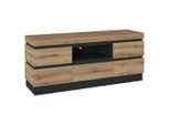 , Grau, Eichefarben , Holzwerkstoff , 2 Fächer , 1 Schublade(n) Schubladen , 160.8x68x45 cm ,