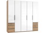 Mid.you , Weiß, Eichefarben , Glas, Holzwerkstoff , 6 Fächer , 6 Schublade(n) Schubladen , 250x236x58 cm , BQ - Bündnis für Qualität, Made in Germany, DIN EN ISO 9001 , umfangreiches Zubehör erhältlich, in verschiedenen Größen erhältlich, in verschiedenen Holzdekoren erhältlich ,