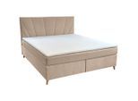 Livetastic , Beige , Textil , H2 , 180x200 cm , gepolstertes Kopfteil, Federkernmatratze, Topper durchgehend ,