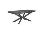 Möbelix , Grau, Schwarz , Metall, Keramik , rechteckig , 180-260x76x90 cm , ausziehbar ,