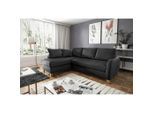 Livetastic , Schwarz , Textil, Leder , Echtleder , Rindleder , Buche , Füllung: Silikon , Ottomane links, L-Form , 227x168 cm , Made in EU , Bettkasten erhältlich, Fußauswahl, Lederauswahl, Stoffauswahl, Bettfunktion erhältlich, Hocker erhältlich, Rücken echt , Wohnzimmer, Sofas & Couches, Schlafsofas, Ecksofas mit Schlaffunktion