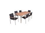 Gardenson , Braun, Silberfarben, Dunkelgrau , Holz, Metall, Kunststoff , Teakholz , Hartholz , rechteckig , 90x75x180 cm , Gartenmöbel, Gartenmöbel-Sets, Gartengarnituren