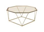 Livetastic , Klar, Goldfarben , Metall, Glas , achteckig , 100x45x100 cm , einfacher Aufbau , Wohnzimmer, Wohnzimmertische, Couchtische, Couchtische Metall