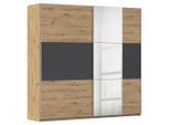 Möbelix , Grau, Klar, Eiche Artisan , Holzwerkstoff , 2 Fächer , 218x210x59 cm , Blauer Engel, Goldenes M, Made in Germany , Schlafzimmer, Kleiderschränke, Schwebetürenschränke
