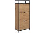 Livetastic , Schwarz, Wildeiche , Metall , 3 Schublade(n) Schubladen , 56x129x30 cm ,