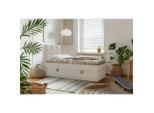 Mid.you , Creme , Holz, Textil, Holzwerkstoff , H3 , 90x200 cm , Bettkasten, gepolstertes Kopfteil, Stoffauswahl, Topper durchgehend ,