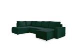 Mid.you , Dunkelgrün , Textil , Füllung: Schaumstoff , Ottomane links, U-Form , 322x194 cm , Made in EU , Liegefunktion , Wohnzimmer, Sofas & Couches, Wohnlandschaften, Wohnlandschaften U-Form