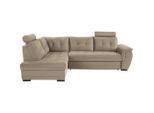 Ondega , Hellbraun , Textil , Ottomane links, L-Form , 251x183 cm , Made in EU , Stoffauswahl , Wohnzimmer, Sofas & Couches, Schlafsofas, Ecksofas mit Schlaffunktion