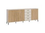 Möbelix , Eichefarben, Kaschmir , Holzwerkstoff , 6 Fächer , 4 Schublade(n) Schubladen , 87x200 cm , Kleinmöbel, Kommoden, Kommoden
