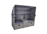 Gardenson , Grau, Grün , Metall, Kunststoff, Textil , Füllung: Polyester,Polyester , UV-beständig, wetterbeständig, hochklappbare Sonnenblende, Tisch mit Glasplatte, Stauraum, geeignet für Balkon , Gartenmöbel, Loungemöbel, Loungegarnituren