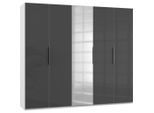 Mid.you , Grau, Weiß , Holzwerkstoff , 3 Fächer , 250x216x58 cm , BQ - Bündnis für Qualität, Made in Germany, DIN EN ISO 9001 , umfangreiches Zubehör erhältlich, in verschiedenen Größen erhältlich, in verschiedenen Holzdekoren erhältlich, Schrankfront mit Spiegel ,