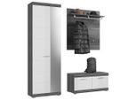 Mid.you , Silberfarben, Dunkelgrau, Weiß Hochglanz , Glas, Holzwerkstoff , 167x197x40 cm , FSC MIX , Garderobe, Garderoben-Set