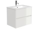 Mid.you , Weiß Hochglanz , Holzwerkstoff , 2 Schublade(n) Schubladen , 71x58.7x46.5 cm , hängend , Badezimmer, Badezimmermöbel, Badezimmerschränke, Waschtische