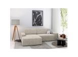 Trendmanufaktur , Creme , Textil , Ottomane links, L-Form , 246x162 cm , Made in Europe , Rücken echt, Armteil links, Armteil rechts ,
