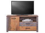 Ondega , Eichefarben, Dunkelgrau , Holzwerkstoff , 2 Fächer , 2 Schublade(n) Schubladen , 131x67.7x41.5 cm , Kabelkanal, TV-Aufsatz ,