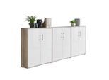 Mid.you , Weiß, Eichefarben , Holzwerkstoff , 6 Fächer , 253.2x113.6x33 cm , Made in Germany , erweiterbar, in verschiedenen Größen erhältlich, abschließbar , Büromöbel, Aktenschränke & Aktenregale, Aktenschränke