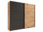 Mid.you , Graphitfarben, Eichefarben , Holzwerkstoff , 2 Fächer , 200x218x65 cm , BQ - Bündnis für Qualität, Made in Germany, DIN EN ISO 9001 , in verschiedenen Größen erhältlich , Schlafzimmer, Kleiderschränke, Schwebetürenschränke