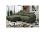 Mid.you , Grün , Textil , Füllung: Schaumstoff,Schaumstoff , Ottomane links, L-Form , 264x195 cm , Made in EU , Liegefunktion ,