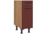 Nobilia , Rot, Eichefarben , Holzwerkstoff , 1 Schublade(n) Schubladen , einzeln stellbar , 30x87x56 cm , Blauer Engel, Pefc, Goldenes M, Made in Germany, DGM-Klimapakt , Küche, Küchenblöcke, Küchenschränke, Küchenunterschränke