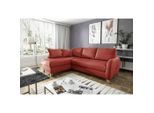 Livetastic , Rot , Textil, Leder , Echtleder , Rindleder , Buche , Füllung: Silikon , Ottomane links, L-Form , 227x168 cm , Made in EU , Bettkasten erhältlich, Fußauswahl, Lederauswahl, Stoffauswahl, Bettfunktion erhältlich, Hocker erhältlich, Rücken echt ,