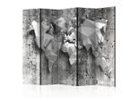 artgeist , Schwarz, Weiß , Holz, Textil , Kiefer , massiv , Weltkarte , 225x175x3 cm , Motiv auf Vorder- und Rückseite , Kleinmöbel, Paravents