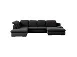 Livetastic , Schwarz , Textil , Ottomane links, U-Form , 353x212 cm , Made in EU , seitenverkehrt erhältlich, Hocker erhältlich, Rücken echt, Armteil rechts , Wohnzimmer, Sofas & Couches, Wohnlandschaften, Wohnlandschaften U-Form