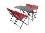 Ambia Garden , Rot, Schwarz , Metall, Kunststoff, Textil , Tisch klappbar, regenabweisend, rostfrei, Stuhl klappbar, geeignet für Balkon , Gartenmöbel, Gartenmöbel-Sets, Gartengarnituren