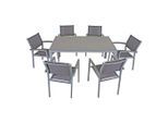 Gardenson , Grau, Silberfarben , Metall, Kunststoff, Glas, Textil , rechteckig , Gartenmöbel, Gartenmöbel-Sets, Gartengarnituren