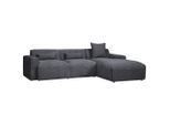 Livetastic , Graphitfarben , Textil , Füllung: Schaumstoff,Schaumstoff , Ottomane rechts, L-Form , 303x196 cm , Made in EU , Rücken echt ,