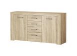 Mid.you , Sonoma Eiche , Holzwerkstoff , 4 Fächer , 4 Schublade(n) Schubladen , 160.2x85.5x44 cm , Kleinmöbel, Kommoden, Sideboards