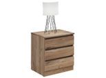 Möbelix , Eiche dunkel , Holzwerkstoff , 3 Schublade(n) Schubladen , 45x52x42 cm , Schlafzimmer, Nachtkästchen