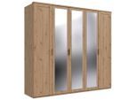 Mid.you , Eiche Artisan , Glas, Holzwerkstoff , 3 Fächer , 225x210x58 cm , BQ - Bündnis für Qualität, Made in Germany, DIN EN ISO 9001 , erweiterbar, Typenauswahl, Beimöbel erhältlich, in verschiedenen Größen erhältlich, Schrankfront mit Spiegel ,