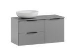 Mid.you , Grau, Platinfarben , Holzwerkstoff , Marmoroptik , 1 Fächer , 2 Schublade(n) Schubladen , 92.3 cm , Made in Germany , hängend , Badezimmer, Badezimmermöbel, Badezimmerschränke, Waschtische