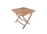 Gardenson , Braun , Holz , Teakholz , Hartholz , quadratisch , 80x75.5x80 cm , gastro- und objekttauglich, klappbar, UV-beständig, wetterfest, platzsparend , Gartenmöbel, Gartentische, Klapptische Garten