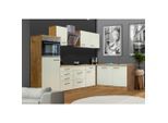 FlexWell , Eichefarben, Magnolie , Holzwerkstoff , 4 Schublade(n),1 Schublade(n) Schubladen , einmalig seitenverkehrt montierbar, nur wie online abgebildet bestellbar , A , 280x170 cm , Made in Germany , links aufbaubar, rechts aufbaubar , Küche, Küchenblöcke, Eckküchenblöcke