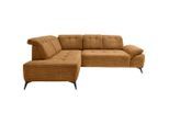 Livetastic , Goldfarben , Textil , Ottomane links, L-Form , 272x200 cm , seitenverkehrt erhältlich, Rücken echt, Armteil rechts, USB-C-Anschluss , Wohnzimmer, Sofas & Couches, Wohnlandschaften, Ecksofas