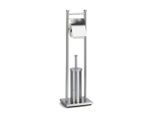 Zeller Present , Silberfarben , Metall , 22x18x76 cm , Bürstenkopf abnehmbar, Bürstenkopf austauschbar, Papierhalter , Badezimmer, WC-Ausstattung, WC-Bürsten