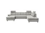 Mid.you , Silberfarben , Textil , Ottomane rechts, U-Form , 349x233 cm , Made in EU , Wohnzimmer, Sofas & Couches, Wohnlandschaften, Wohnlandschaften U-Form