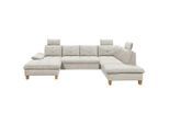 Mid.you , Beige , Textil , Eiche , vollmassiv , U-Form , 324x220 cm , Made in EU , Rücken echt, Armteil links ,