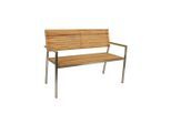 Gardenson , Silberfarben, Teakfarben , Holz, Metall , Teakholz , Hartholz , 125x86x55 cm , mit Rückenlehne, abwischbar , Gartenmöbel, Gartenbänke