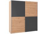 Möbelix , Graphitfarben, Eiche Artisan , Holzwerkstoff , 2 Fächer , 170x191x59 cm , FSC MIX , Schlafzimmer, Kleiderschränke, Schwebetürenschränke