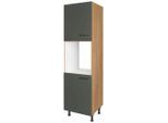 Nobilia , Grün, Eichefarben , Holzwerkstoff , 2 Fächer , einzeln stellbar, nur wie online abgebildet bestellbar , 60x216.6x58 cm , Blauer Engel, Pefc, Goldenes M, Made in Germany, DGM-Klimapakt , Küche, Küchenblöcke, Küchenschränke, Küchenumbauschränke