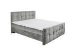 Mid.you , Grau , Textil, Holzwerkstoff , H2 , 180x200 cm , Bettkasten, gepolstertes Kopfteil, Topper durchgehend ,