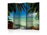 artgeist , Hellblau, Dunkelgrün , Holz, Textil , Kiefer , massiv , Strand , 225x172x3 cm , Motiv auf Vorderseite , Kleinmöbel, Paravents