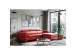 Livetastic , Rot , Textil, Leder , Echtleder , Rindleder , L-Form , 247x173 cm , Made in EU , Bettkasten erhältlich, Lederauswahl, Bettfunktion erhältlich, Rücken echt , Wohnzimmer, Sofas & Couches, Schlafsofas, Ecksofas mit Schlaffunktion