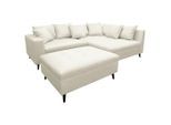 Mid.you , Hellgrau , Textil , Birke , Füllung: Schaumstoffflocken,Schaumstoffflocken , Ottomane rechts, L-Form , 247x174 cm , Made in EU , Rücken echt, Armteil links , Wohnzimmer, Sofas & Couches, Wohnlandschaften, Ecksofas