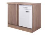 FlexWell , Sonoma Eiche, Weiß Hochglanz , Holzwerkstoff , 1 Fächer , 1 Schublade(n) Schubladen , 110x86x60 cm , Made in Germany , individuell planbar , Küche, Küchenblöcke, Küchenschränke, Küchenunterschränke