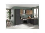 Mid.you , Grau, Walnussfarben , Kunststoff , 3 Schublade(n) Schubladen , L-Form, nur wie online abgebildet bestellbar , A , 270x165 cm , Made in Italy , höhenverstellbare Füße, vormontierter Korpus , Küche, Küchenblöcke, Eckküchenblöcke